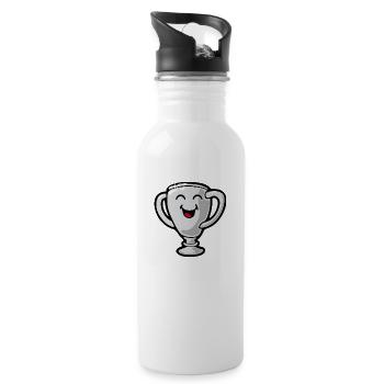 Smiley Trophy - Trinkflasche mit integriertem Trinkhalm - Weiß - Rechts