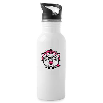 Glupschi Einhorn - Trinkflasche mit integriertem Trinkhalm - Weiß - Rechts