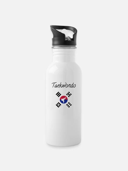 Taekwondo Taekwondoin Tae-Kwon-Do Tae Kwon Do - Water bottle with straw - white