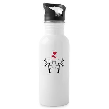koalas_in_love_001 - Trinkflasche mit integriertem Trinkhalm - Weiß - Rechts