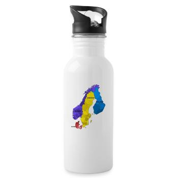 Sweden Sweden Nordic Symbols 5 - Water bottle with straw - white - Right
