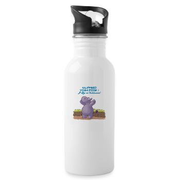 Inge Hippo Yoga Pose 1 « Les pieds dans la boue » - Gourde avec paille intégrée - blanc - Droite
