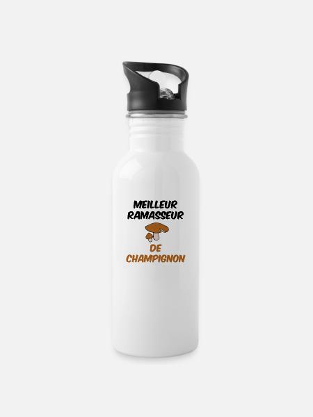 sweat champignon, automne, ramasseur, chasseur - Gourde avec paille intégrée - blanc