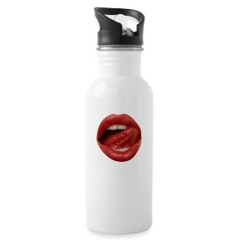Mouth girl - Water bottle with straw - white - Right