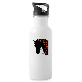 Horse head 6 left star - Water bottle with straw - white - Right
