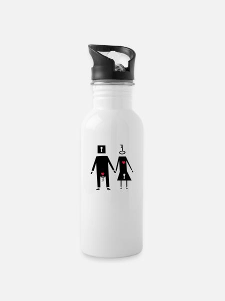 couple couple funny - Water bottle with straw - white
