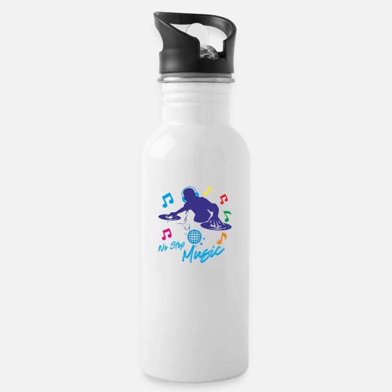 No stop Music - Water bottle with straw - white