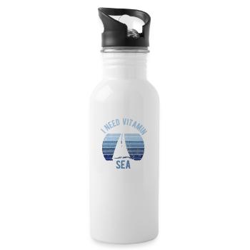 Segelboot I need Vitamin Sea - Trinkflasche mit integriertem Trinkhalm - Weiß - Rechts