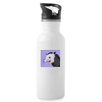 opossum (opossum) - Gourde avec paille intégrée - blanc - Droite