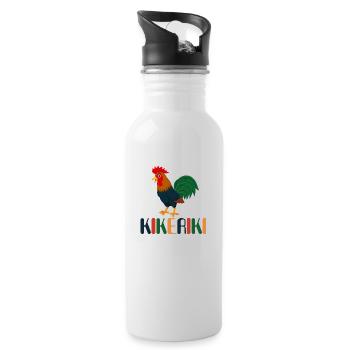 Hahn Kikeriki Ostern Huhn Hühner Hahn im Korb - Trinkflasche mit integriertem Trinkhalm - Weiß - Rechts