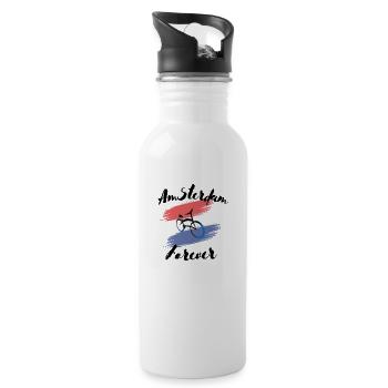 Amsterdam Forever - Trinkflasche mit integriertem Trinkhalm - Weiß - Rechts