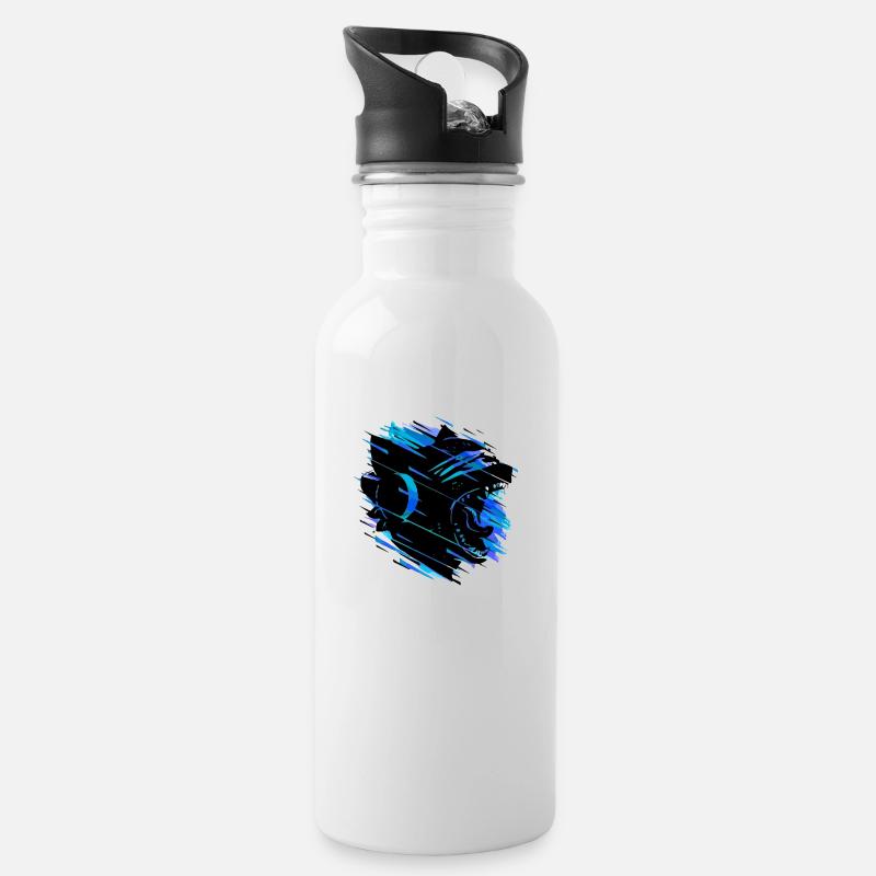 Monstercat Blue Mix - Trinkflasche mit integriertem Trinkhalm - Weiß