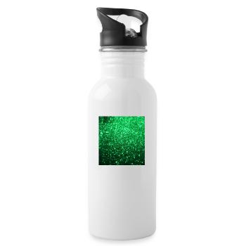 Funkelnder grüner Glitter - Trinkflasche mit integriertem Trinkhalm - Weiß - Rechts