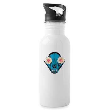 Dark Animal Dog Skull Skull Fantasy Goth Gothic - Water bottle with straw - white - Right