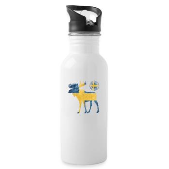 Sweden Sverige Norden Skandinavia Viking Graffitti - Water bottle with straw - white - Right