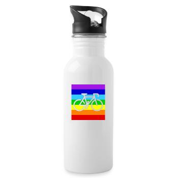 WHITE BICYCLE on a PEACE RAINBOW FLAG - Trinkflasche mit integriertem Trinkhalm - Weiß - Rechts
