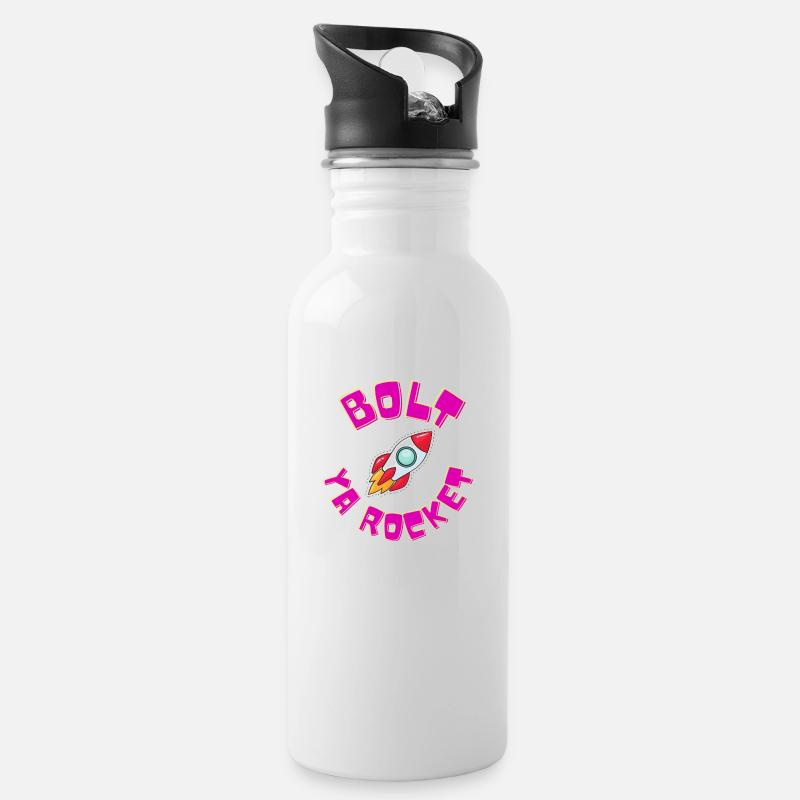 Bolt Ya Rocket - Water bottle with straw - white