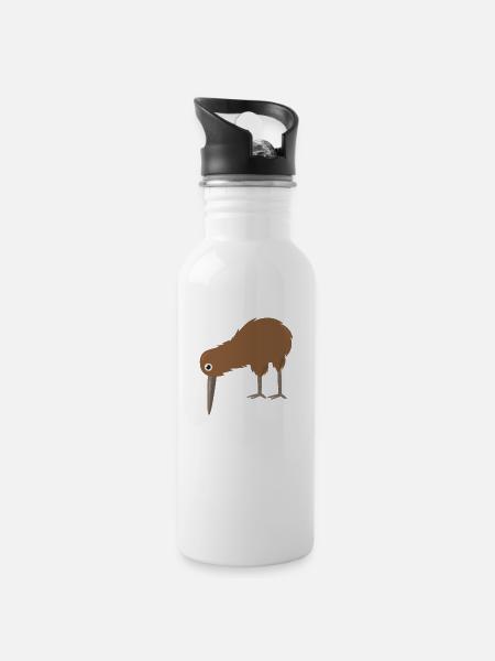 Kiwi - Trinkflasche mit integriertem Trinkhalm - Weiß