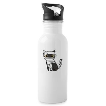 Mummy Cat - Water bottle with straw - white - Right