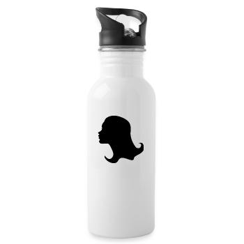Portrait Frau Kopf - Trinkflasche mit integriertem Trinkhalm - Weiß - Rechts