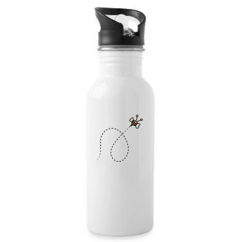 Dashed line bee - Water bottle with straw - white - Right