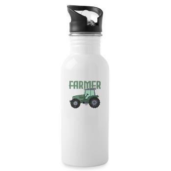 Agriculteur en formation Élevage Élevage Bovins de ferme - Gourde avec paille intégrée - blanc - Droite