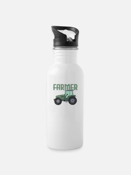 Agriculteur en formation Élevage Élevage Bovins de ferme - Gourde avec paille intégrée - blanc