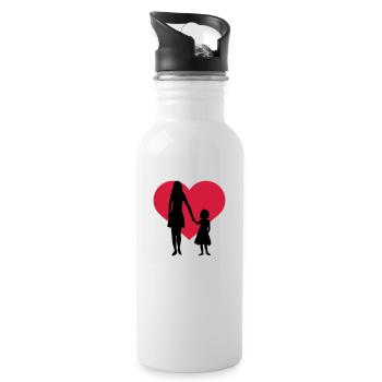Child Girl Mama - Water bottle with straw - white - Right