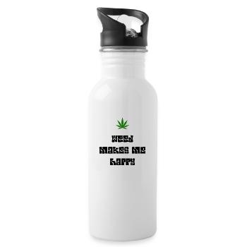 l’herbe me rend heureux cannabis marijuana - Gourde avec paille intégrée - blanc - Droite