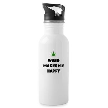l’herbe me rend heureux cannabis marijuana - Gourde avec paille intégrée - blanc - Droite