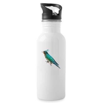 Bird ~ the Emerald Cuckoo - Water bottle with straw - white - Right