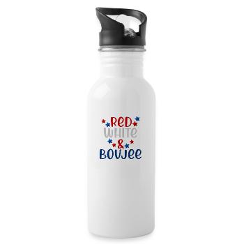 red white boujee 4th Of July America - Water bottle with straw - white - Right