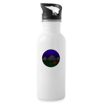 I hate People camping - Trinkflasche mit integriertem Trinkhalm - Weiß - Rechts