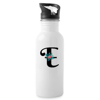 Buchstabe E geblümt - Trinkflasche mit integriertem Trinkhalm - Weiß - Rechts