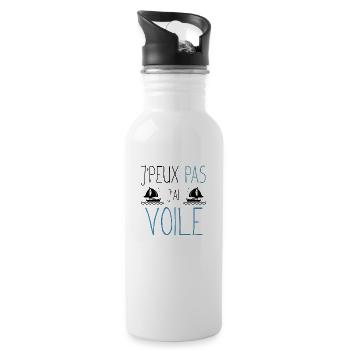 Je peux pas j'ai voile cadeau bateau papa humour - Gourde avec paille intégrée - blanc - Droite