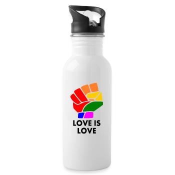 Love is love - Trinkflasche mit integriertem Trinkhalm - Weiß - Rechts