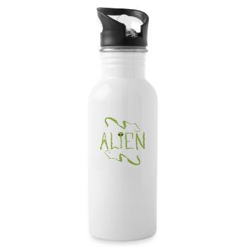 Alien aux yeux noir extraterrestre vert caché - Gourde avec paille intégrée - blanc - Droite