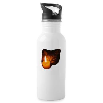 ZoffArt CAT & CANDLE - Trinkflasche mit integriertem Trinkhalm - Weiß - Rechts