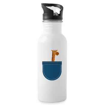 Africa safari animal gift breast pocket giraffe - Water bottle with straw - white - Right