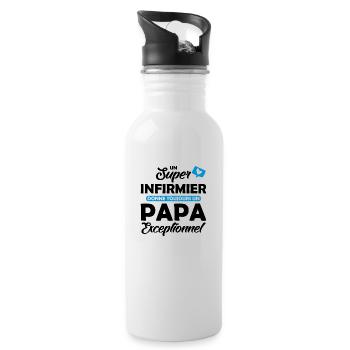 un super infirmier donne un papa exceptionnel - Gourde avec paille intégrée - blanc - Droite