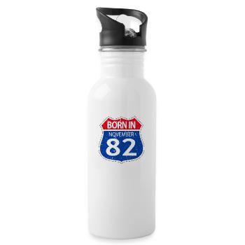Geboren im November 1982 - Trinkflasche mit integriertem Trinkhalm - Weiß - Rechts