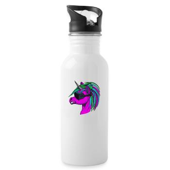 Licorne punk rock - Gourde avec paille intégrée - blanc - Droite