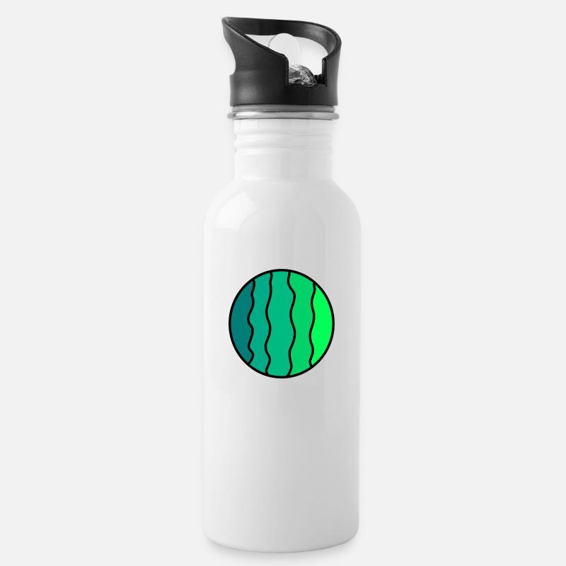 Farbige Streifen - Trinkflasche mit integriertem Trinkhalm - Weiß