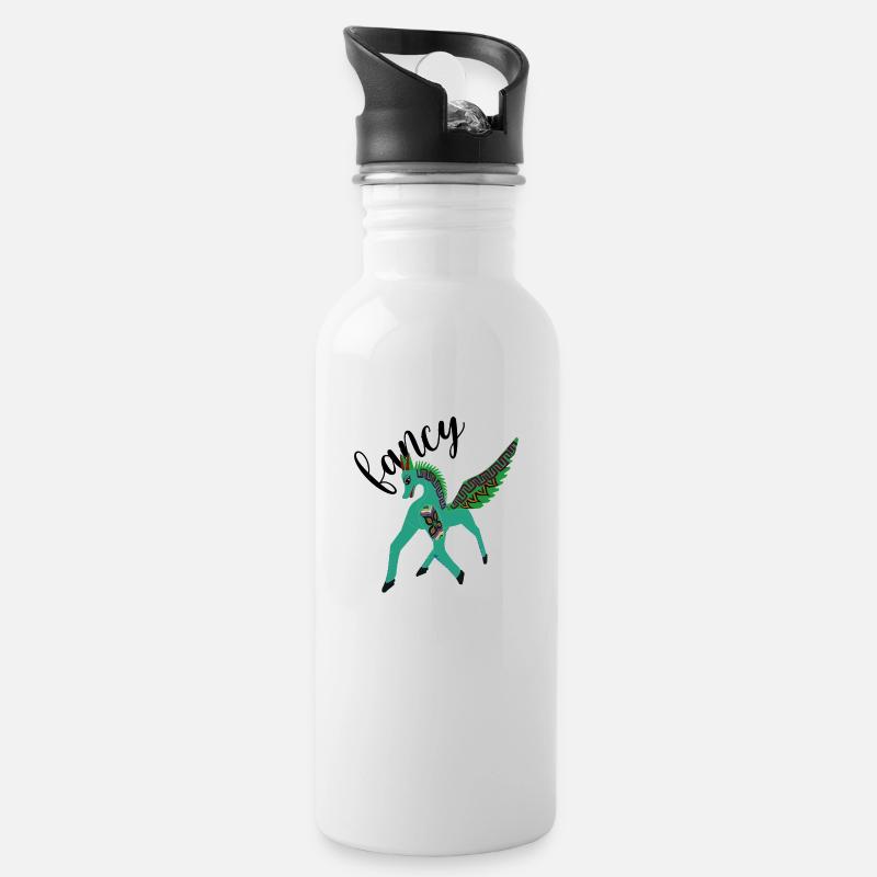 Hirngespinst - Trinkflasche mit integriertem Trinkhalm - Weiß