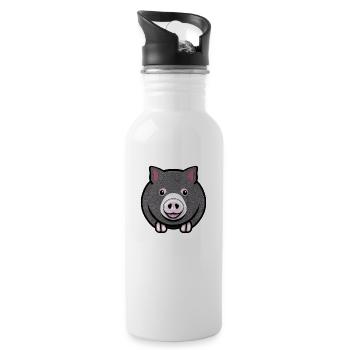 pig sweet pigs pigs animal animals 11 - Water bottle with straw - white - Right
