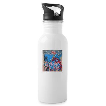 USA, celebrities and belts - Water bottle with straw - white - Right