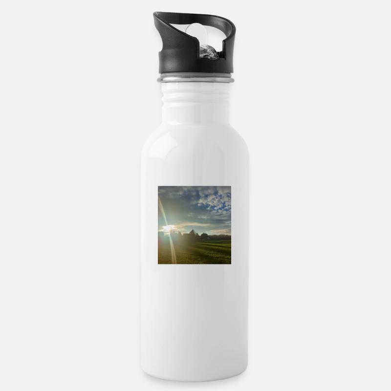 Sunshine in the sky - Trinkflasche mit integriertem Trinkhalm - Weiß