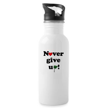 Never give up - Trinkflasche mit integriertem Trinkhalm - Weiß - Rechts