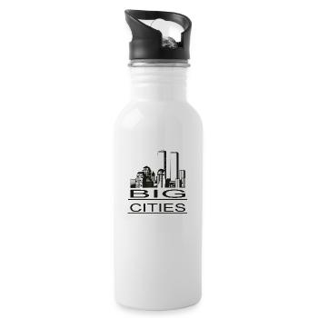 BIG CITIES Skyline 1 - Trinkflasche mit integriertem Trinkhalm - Weiß - Rechts