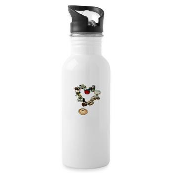Auto Parts Heart - a heart for used auto parts - Water bottle with straw - white - Right